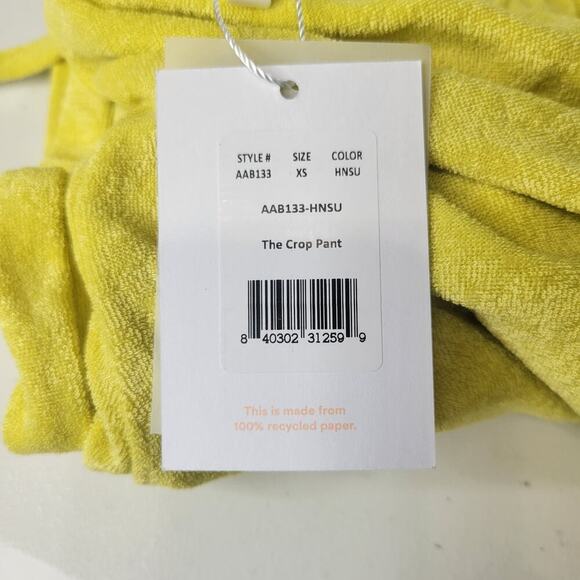 Andie Swim The Crop Pant Women XS Yellow Lime Green Terrycloth Oversized Lounge - Picture 8 of 8